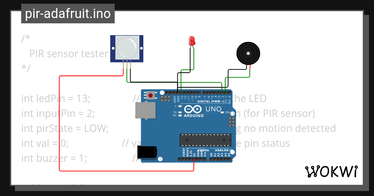 Example 5 Motion Sensor - Wokwi Arduino and ESP32 Simulator