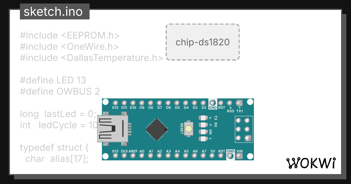 Ds1820 wokwi esp32 stm32 arduino simulator