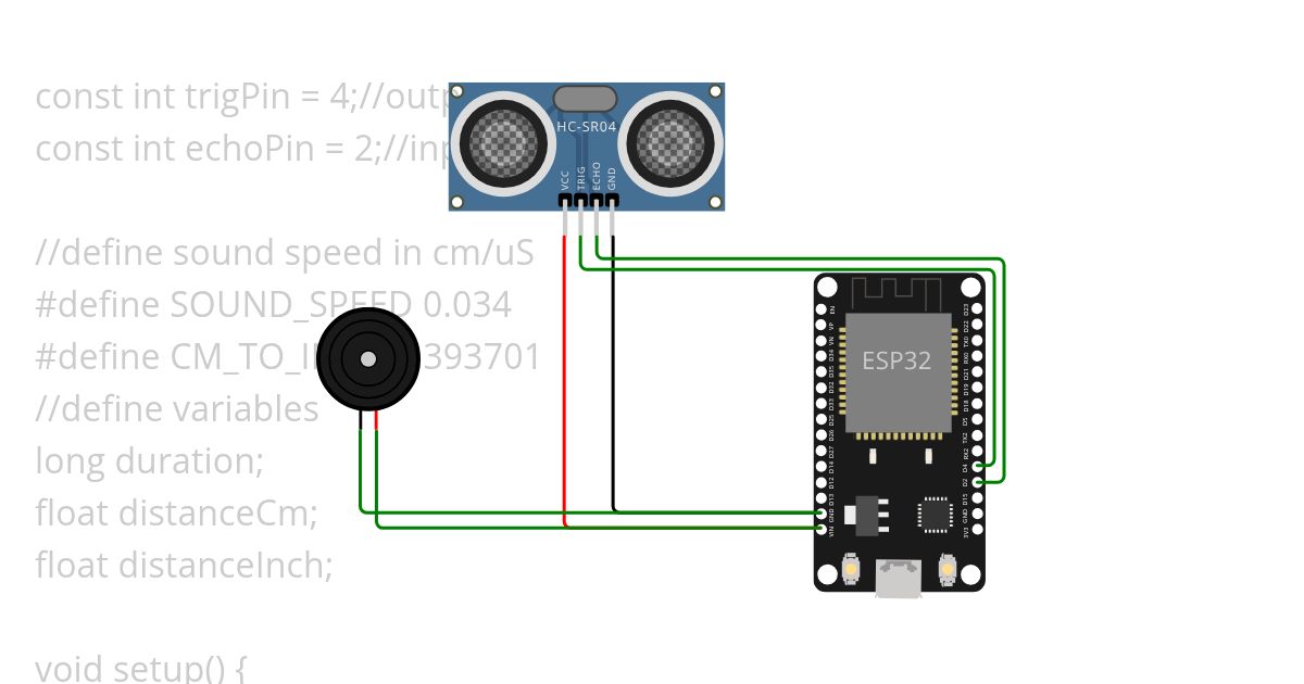 Ultrasonic sensor with buzzer simulation