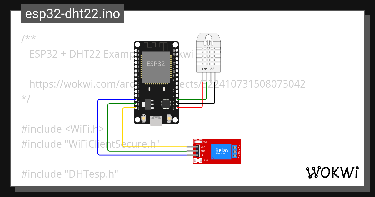 esp32dht22tempsensor Wokwi ESP32, STM32, Arduino Simulator