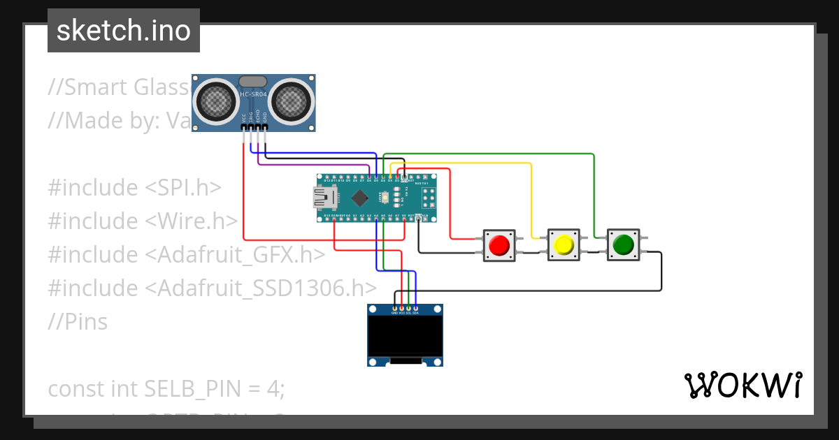 Smart Glasses 3 Buttons - Wokwi Arduino and ESP32 Simulator