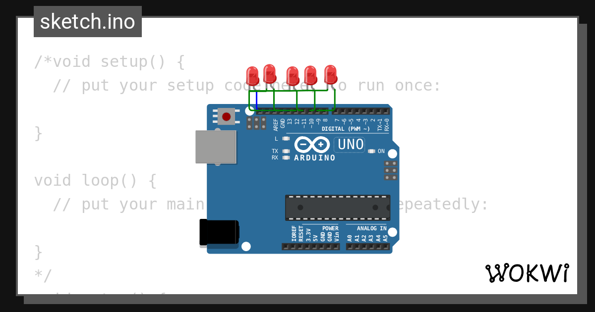 led array lighting - Wokwi ESP32, STM32, Arduino Simulator