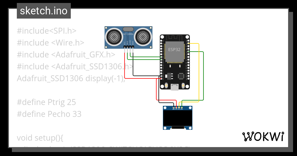 sensor ultrasónico - Wokwi ESP32, STM32, Arduino Simulator