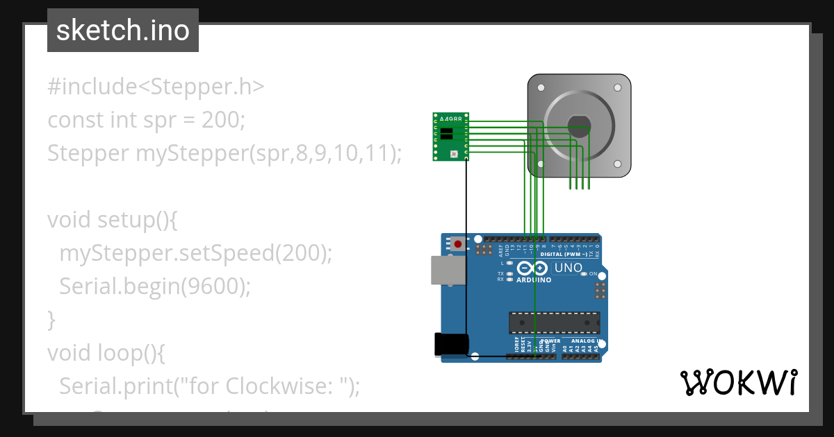 Stepper Motor - Wokwi ESP32, STM32, Arduino Simulator