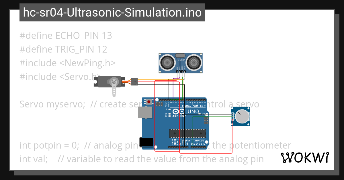 Ultrasonic + Speed Sensor + Servo Wokwi ESP32, STM32, Arduino Simulator