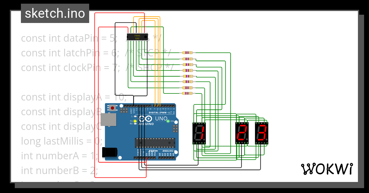 7 Segment Multiplexing With Shift Register Wokwi Esp32 Stm32 Arduino Simulator 5653