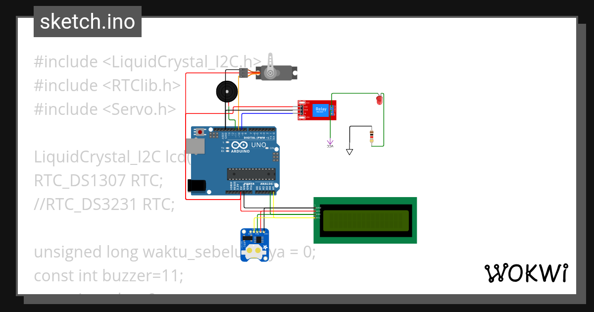 Jam Digital + Alarm Pakan Ikan + Relay - Wokwi ESP32, STM32, Arduino ...