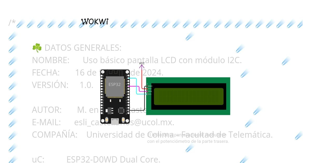 LCD 16X2 I2C simulation