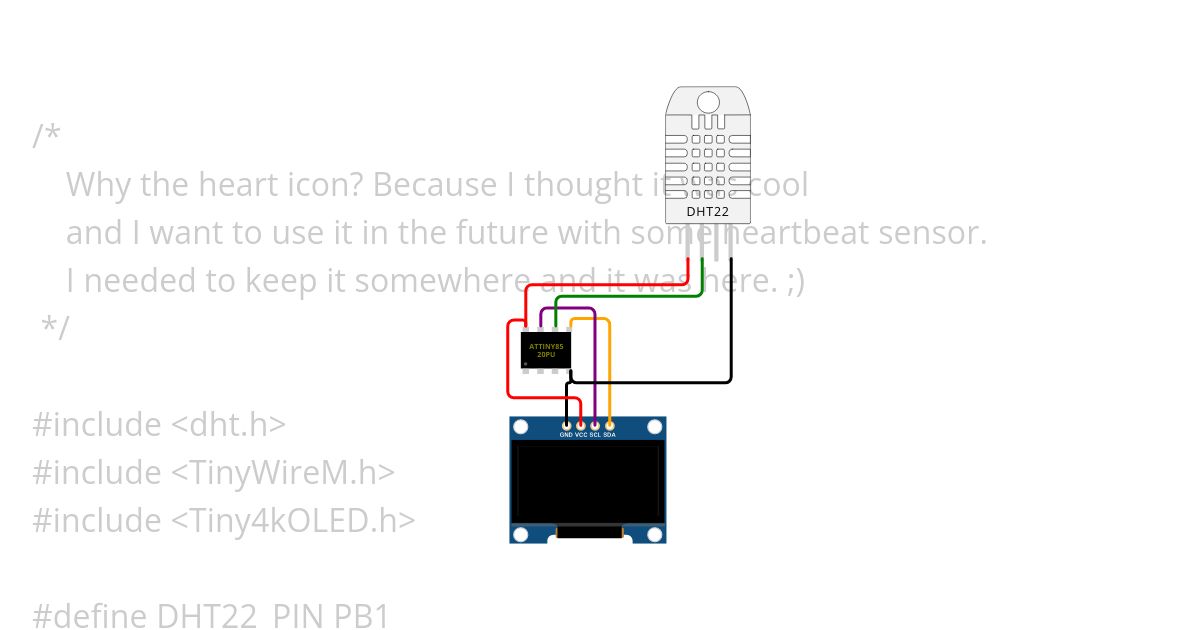 attiny85-ssd1306. temp dht22 simulation