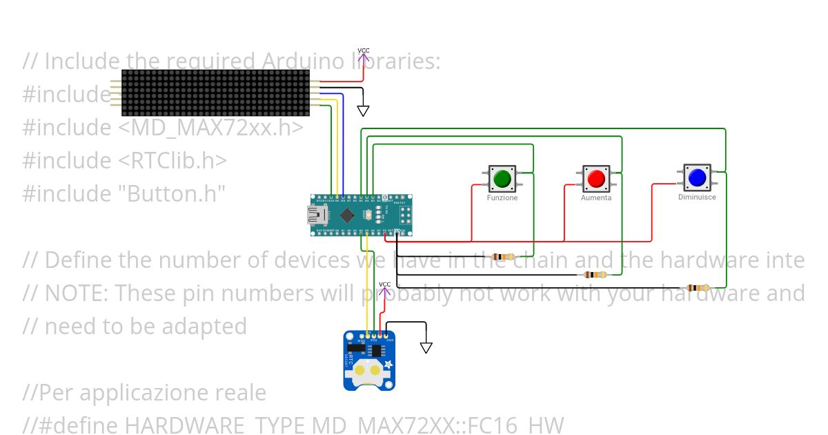 Arduino Nano Led matrix clock MD-Parola simulation
