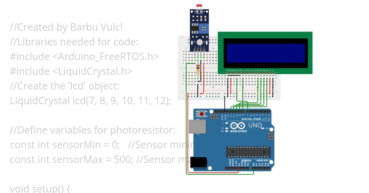 Light detection with FreeRTOS.ino simulation