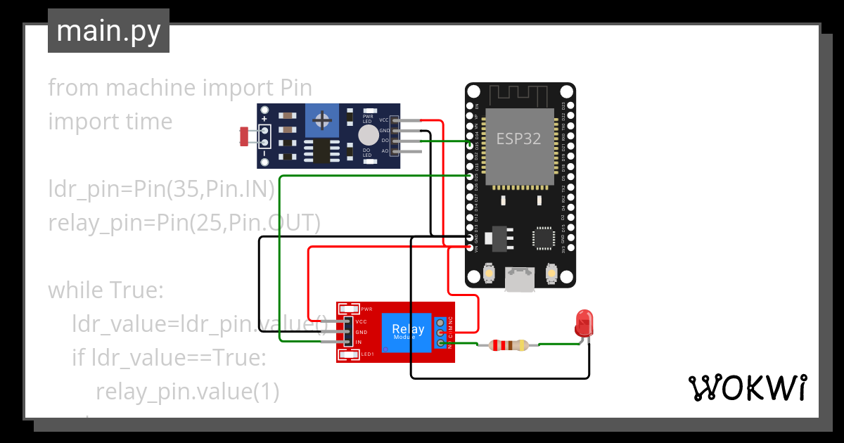 Automatic Street Light Wokwi ESP32 STM32 Arduino Simulator