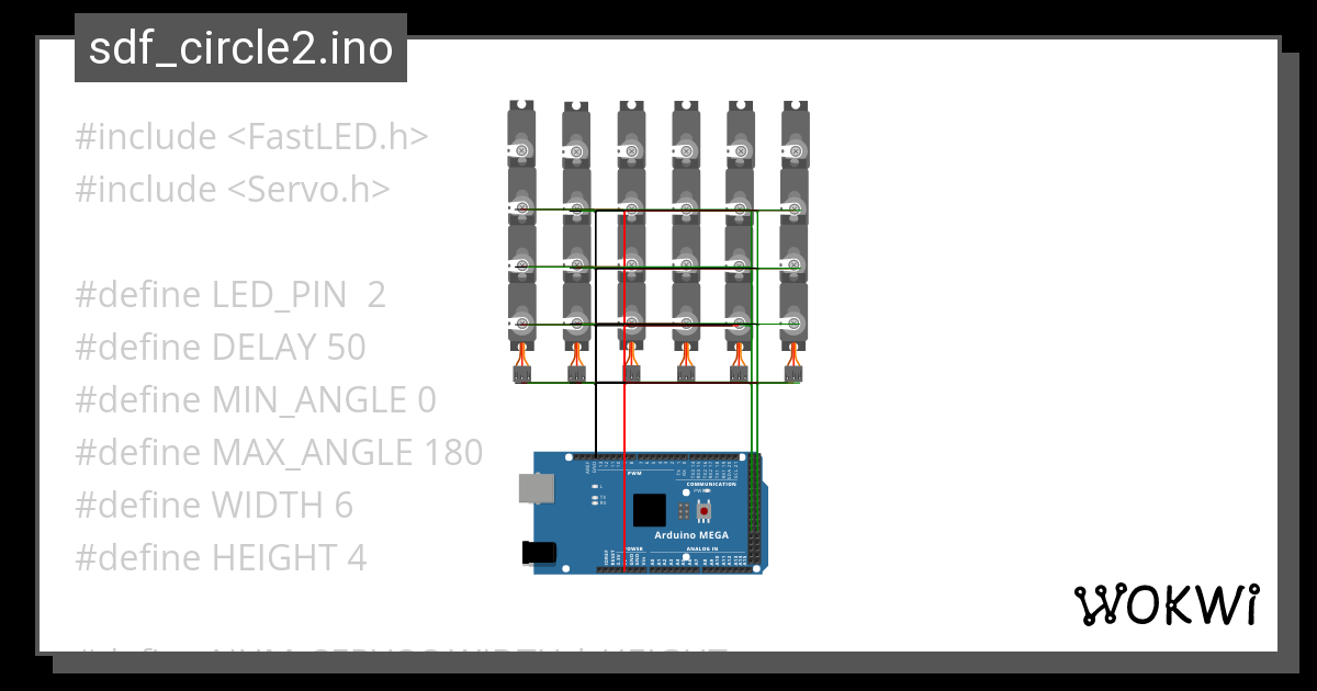 Detach Servos Matrix [6x4] Wokwi ESP32, STM32, Arduino Simulator