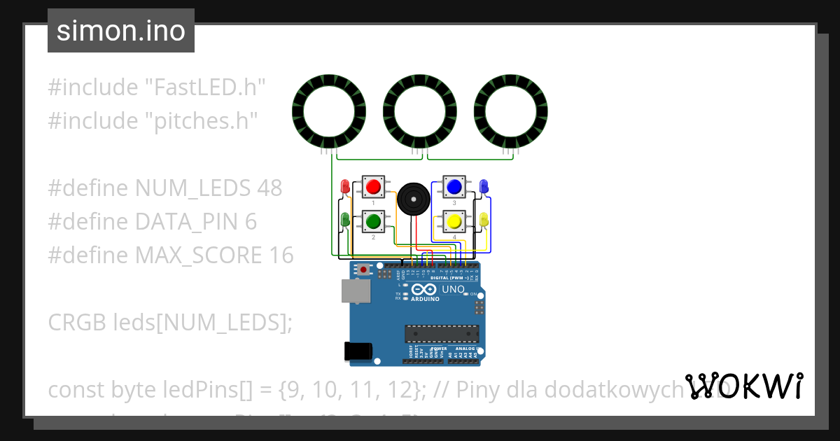 TESTER PAMIĘCI LED - Wokwi ESP32, STM32, Arduino Simulator