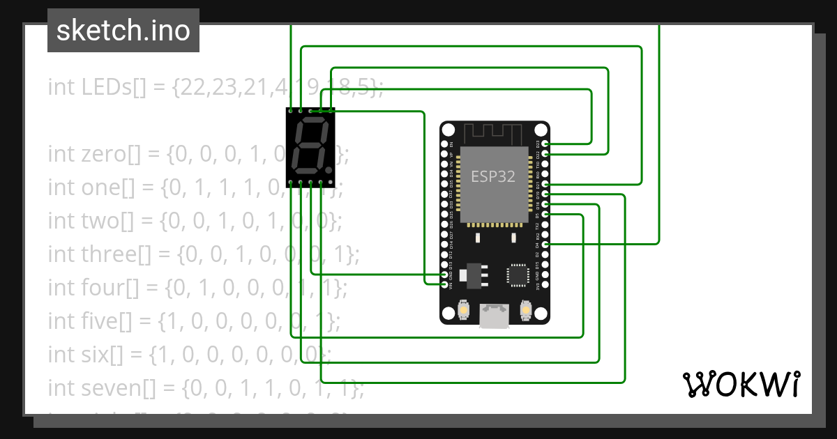 7 segment display - Wokwi ESP32, STM32, Arduino Simulator