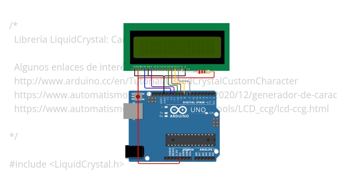 LCD Caracteres Custom simulation