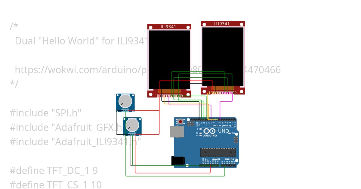 TFT ili9341-hello.ino simulation