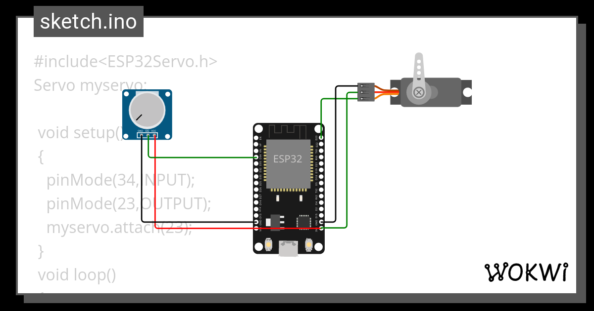 Servo Motor With Potentiometer Wokwi Esp32 Stm32 Arduino Simulator