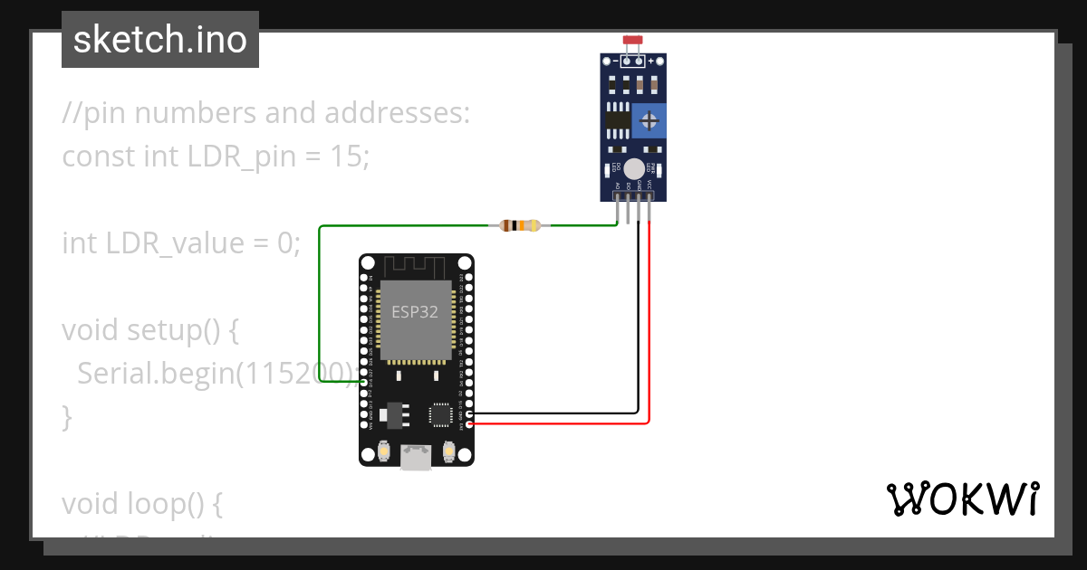 LDR basic - Wokwi ESP32, STM32, Arduino Simulator