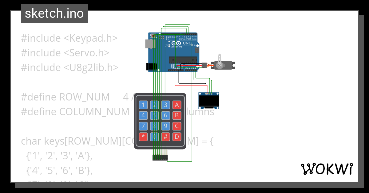 Keypad Oled Servo Wokwi Esp Stm Arduino Simulator