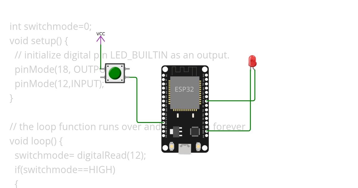 LED Blink with Pushbutton simulation