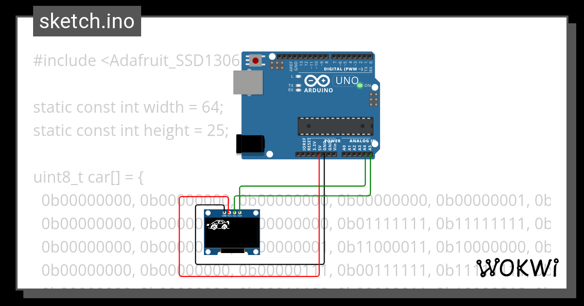 SSD1306 car - Wokwi ESP32, STM32, Arduino Simulator