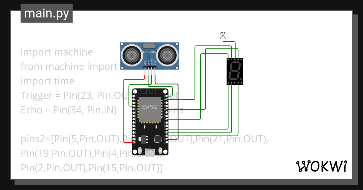 UltraSonic sensor ESp32 - Wokwi ESP32, STM32, Arduino Simulator