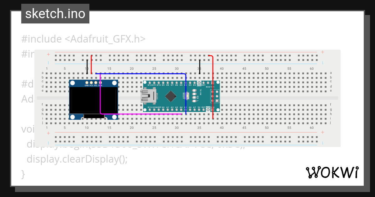 Nano com display 128x64 - Wokwi ESP32, STM32, Arduino Simulator