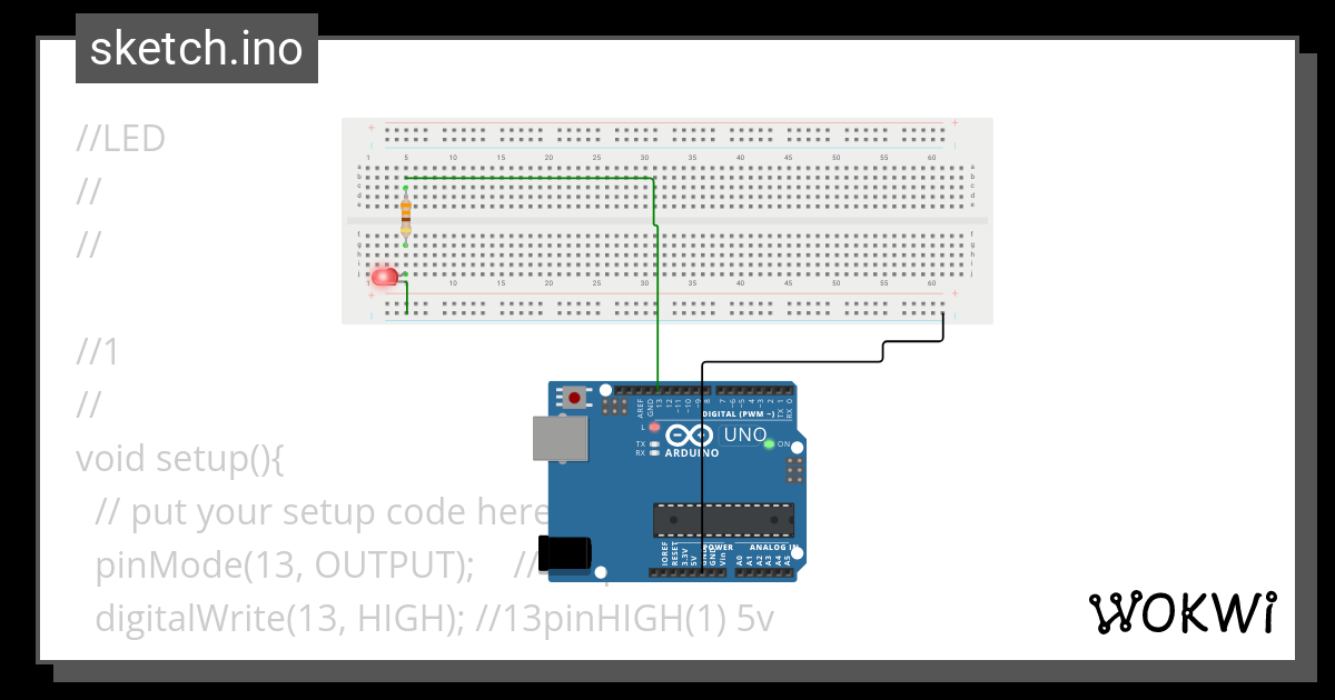 LEDの点灯 - Wokwi ESP32, STM32, Arduino Simulator