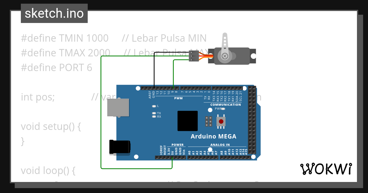 Servo delay 1 Wokwi ESP32, STM32, Arduino Simulator