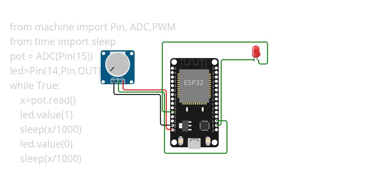 LED blink with potentionmeter simulation