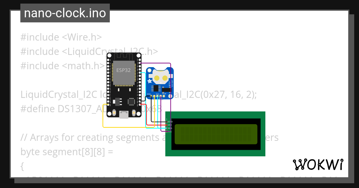 +ESP-clock_I2C - Wokwi ESP32, STM32, Arduino Simulator