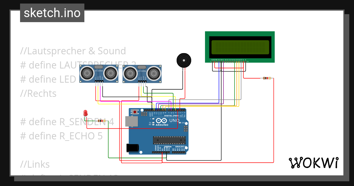 Einparkhilfe L und R mit Anzeige Wokwi ESP32, STM32, Arduino Simulator