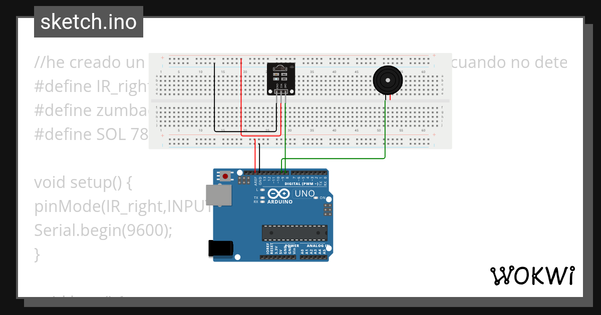 sensor de obstáculos (al revés) - Wokwi ESP32, STM32, Arduino Simulator