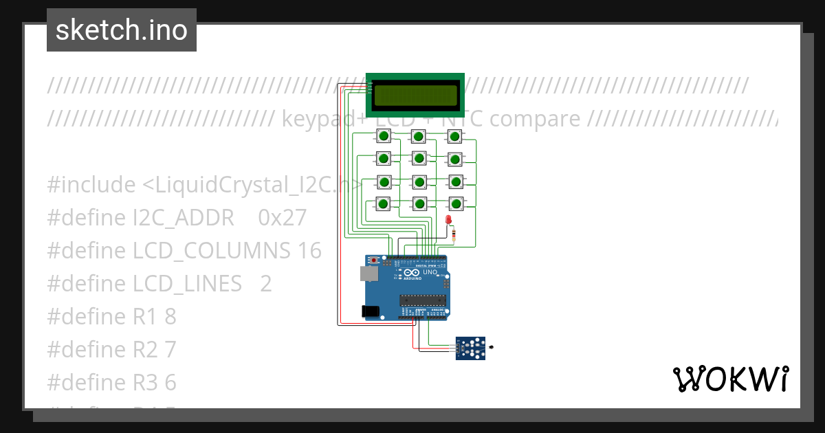 keypad+ LCD + DHT22 - Wokwi ESP32, STM32, Arduino Simulator