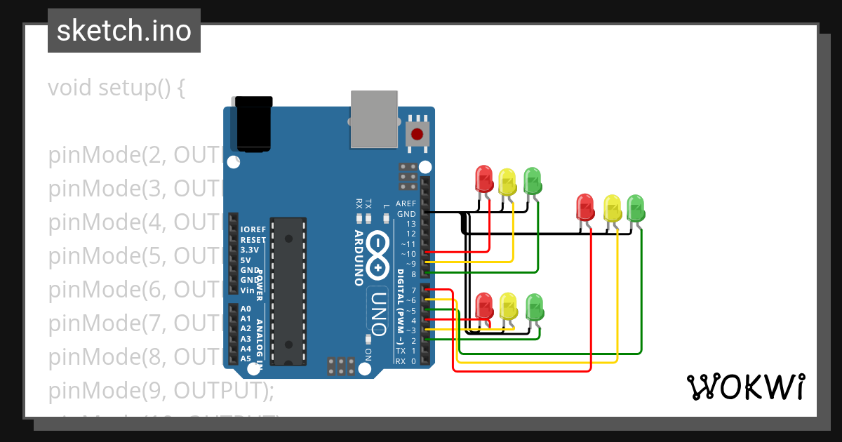 Traffic Light - Wokwi ESP32, STM32, Arduino Simulator