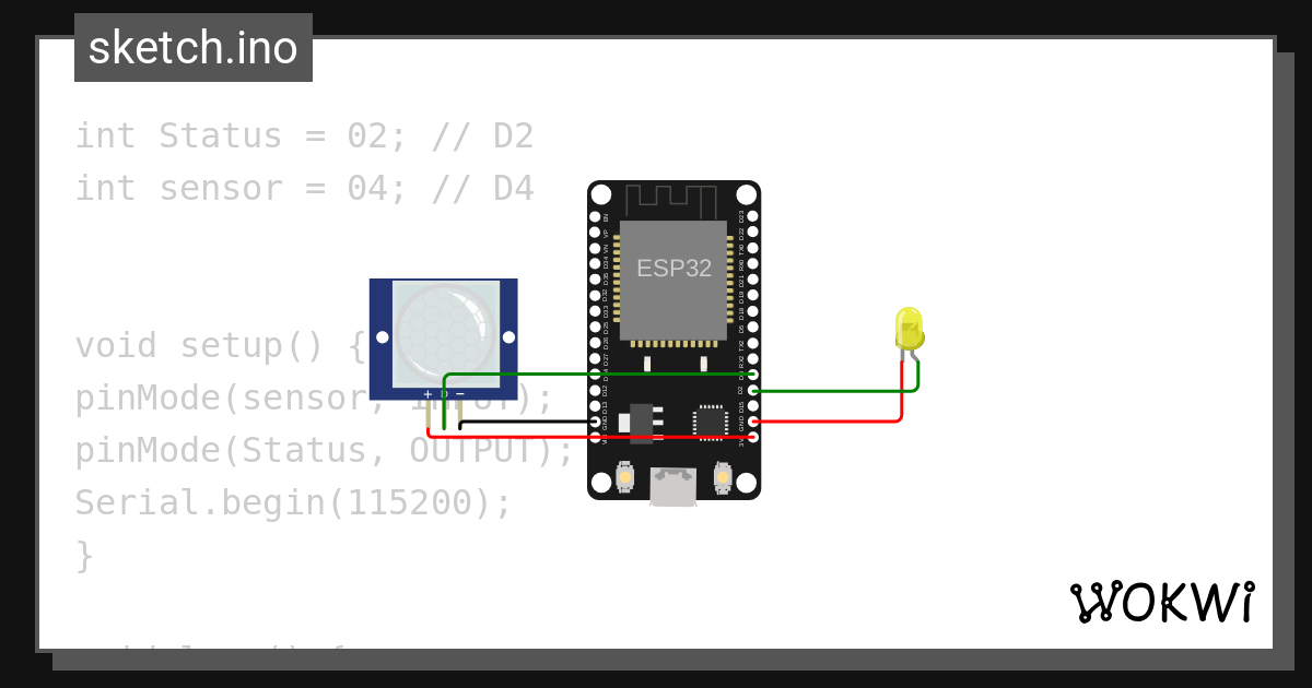 Simulasi wokwi sensor pir wokwi esp32 stm32 arduino simulator