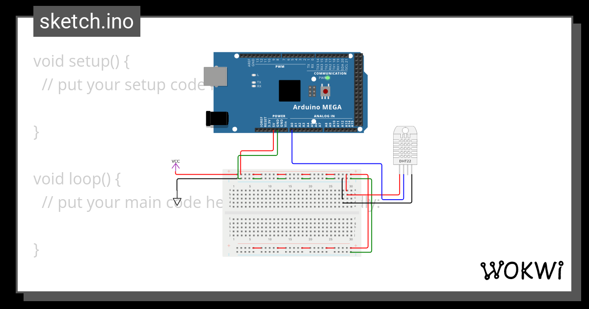 SAMPLE SENSOR CKT ARDUINO MEGA - Wokwi ESP32, STM32, Arduino Simulator