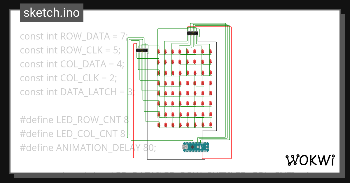 LED Matrix - V - Wokwi ESP32, STM32, Arduino Simulator