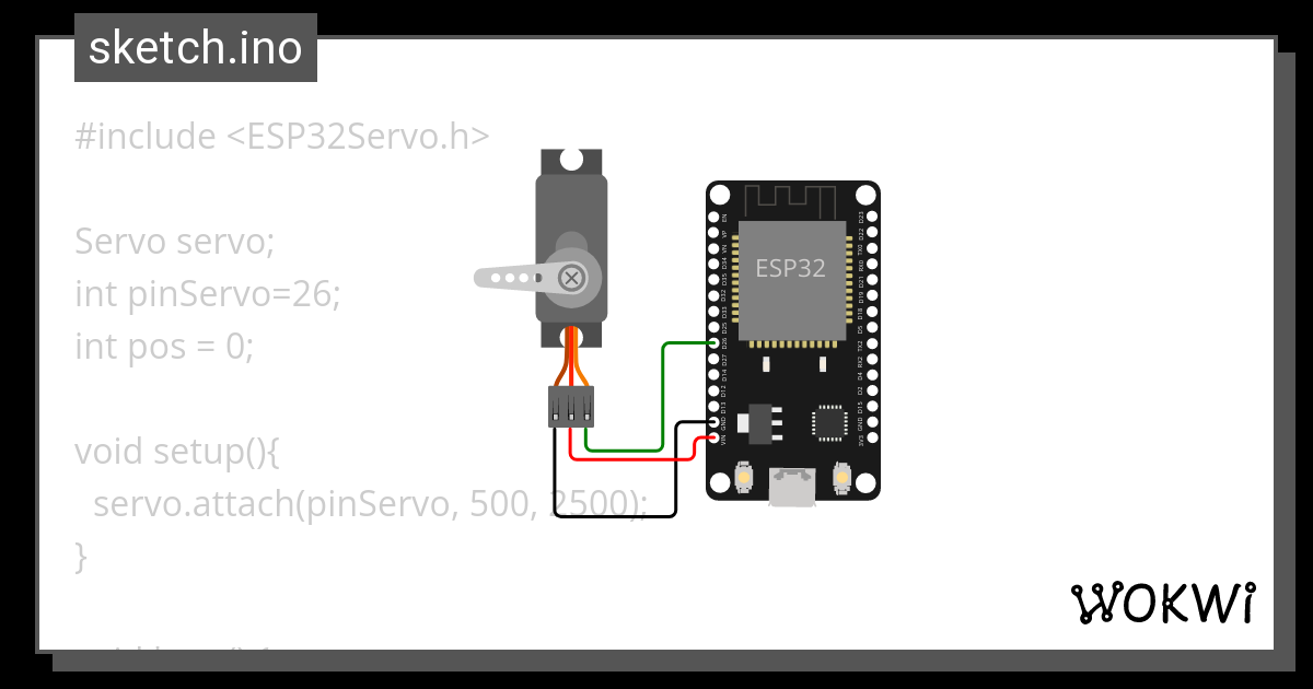 SERVO.h Wokwi ESP32, STM32, Arduino Simulator