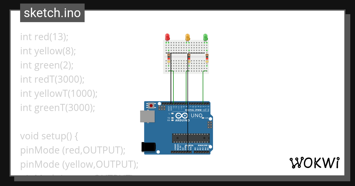 Traffic light - Wokwi Arduino and ESP32 Simulator