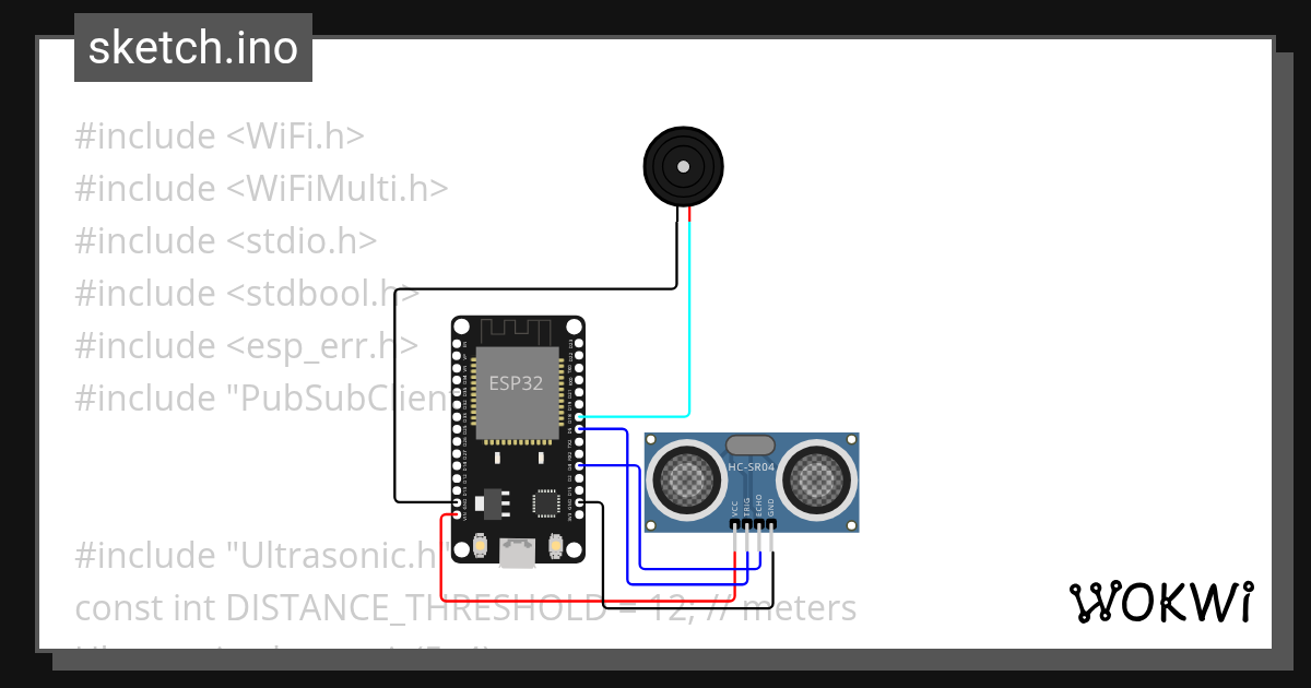 MQTT ngrok distance sensor - Wokwi ESP32, STM32, Arduino Simulator