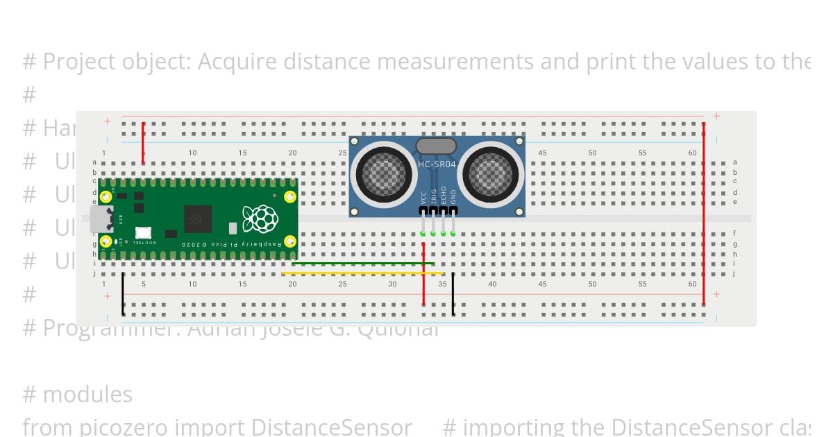 Raspberry Pi Pico Ultrasonic Distance Sensor (picozero) simulation