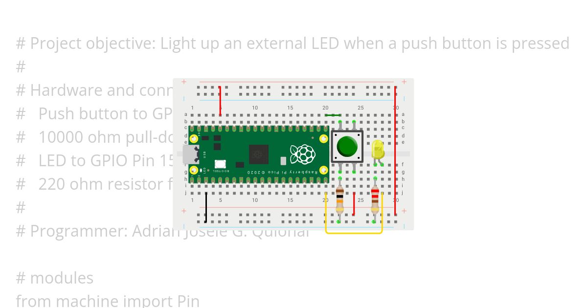 Raspberry Pi Pico Push Button and LED simulation