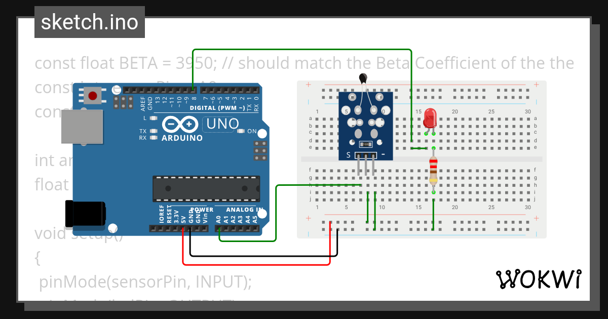 temperatuur meten - Wokwi ESP32, STM32, Arduino Simulator