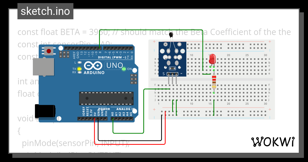 Demo-NTC(thermistor) - Wokwi ESP32, STM32, Arduino Simulator