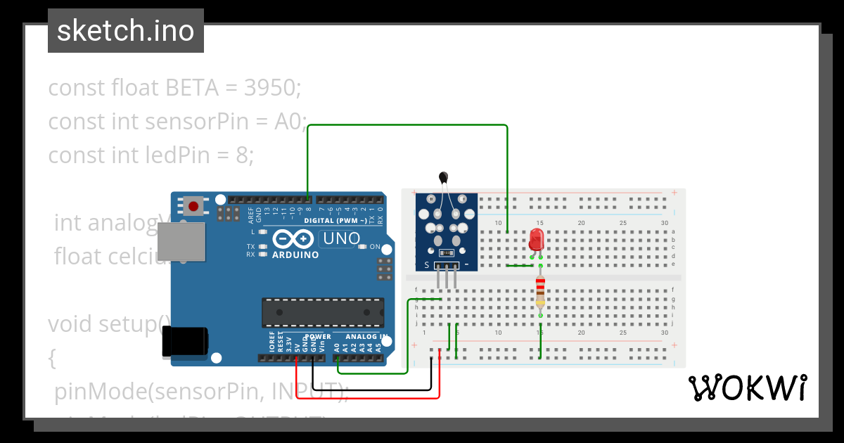 Demo-NTC(thermistor) - Wokwi ESP32, STM32, Arduino Simulator