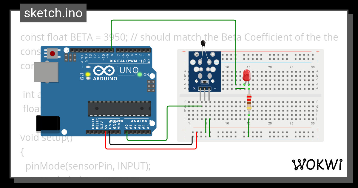 Demo-NTC(thermistor) - Wokwi ESP32, STM32, Arduino Simulator