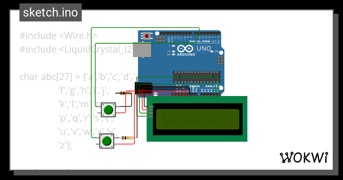 I2C testing - Wokwi Arduino and ESP32 Simulator