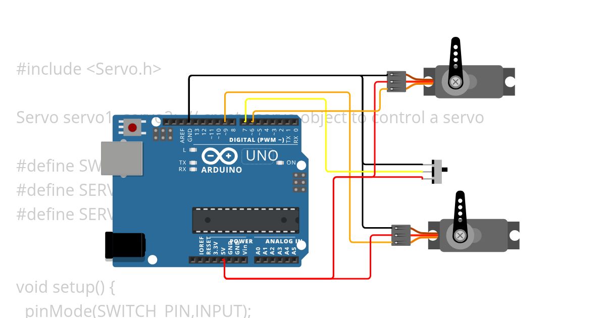 Slider Switch with 2 Servos simulation